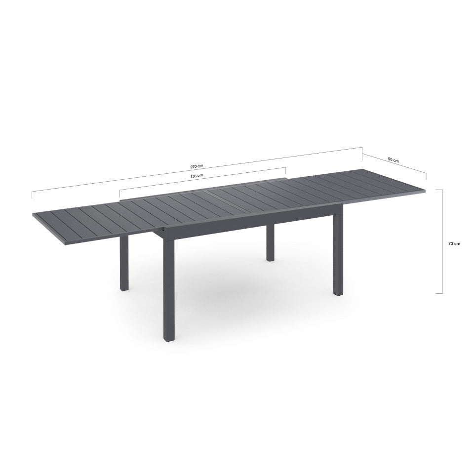 Salon de jardin extensible 12 places en polywood gris