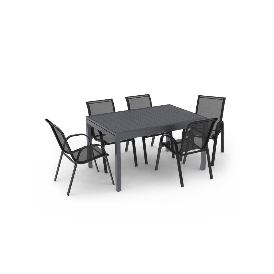 Salon de jardin extensible 12 places en polywood gris