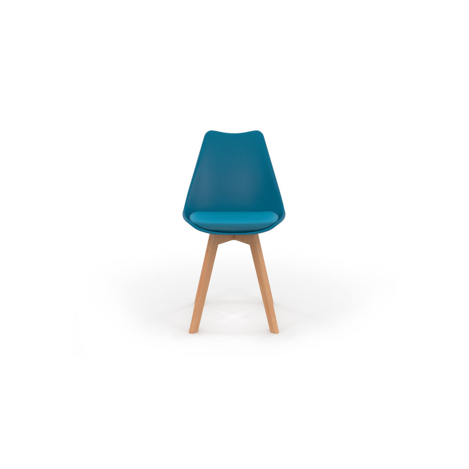 Chaises Nordia assise mix de couleurs : 1x blanc, 1x gris clair, 2x bleu canard et 2x gris foncé - lot de 6