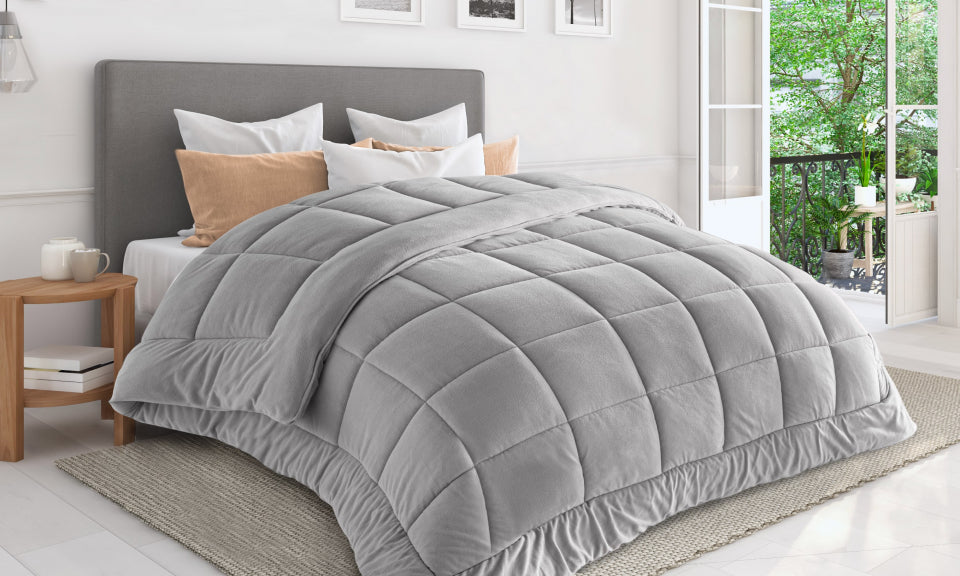 Couette 400gr/m² polaire biface gris - 240x260cm