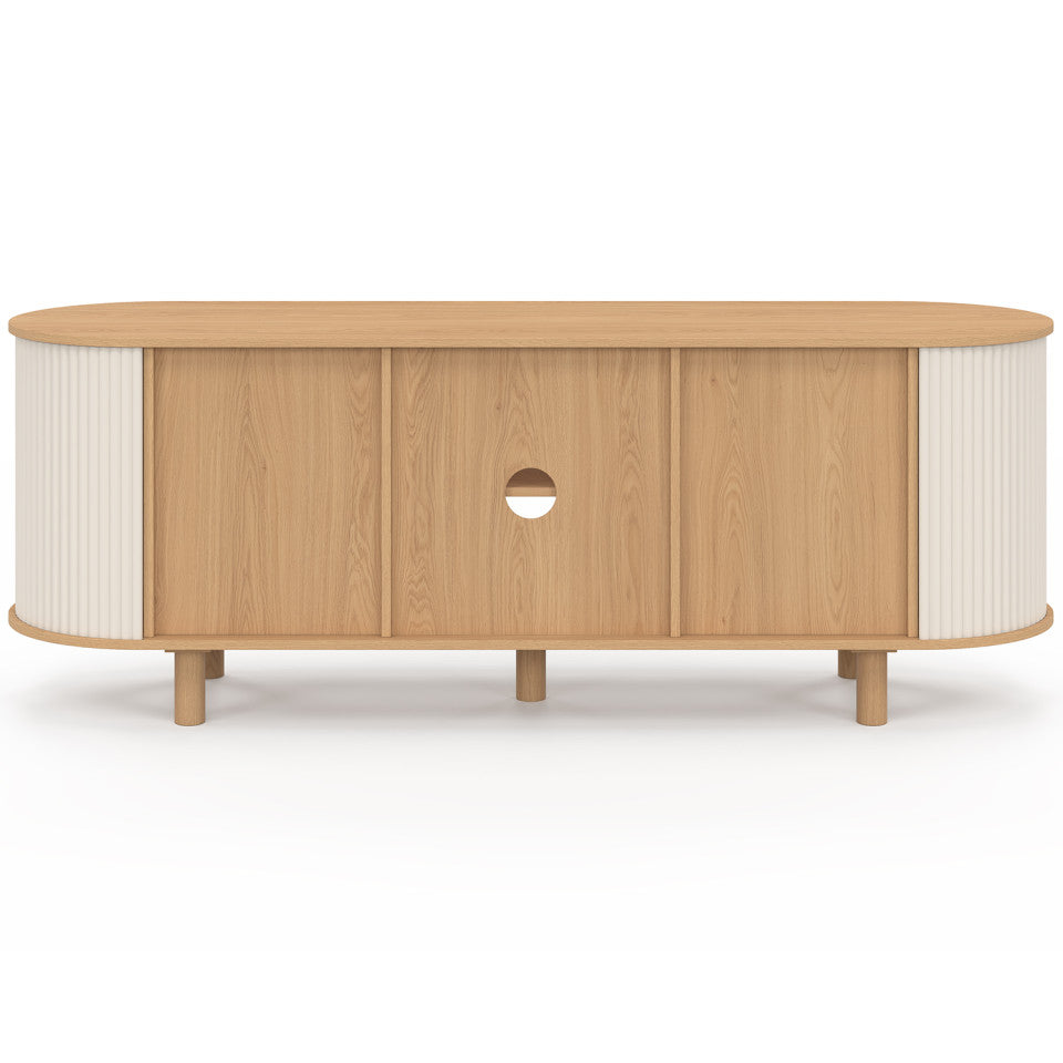 Meuble TV Kara beige effet cannelé 140cm