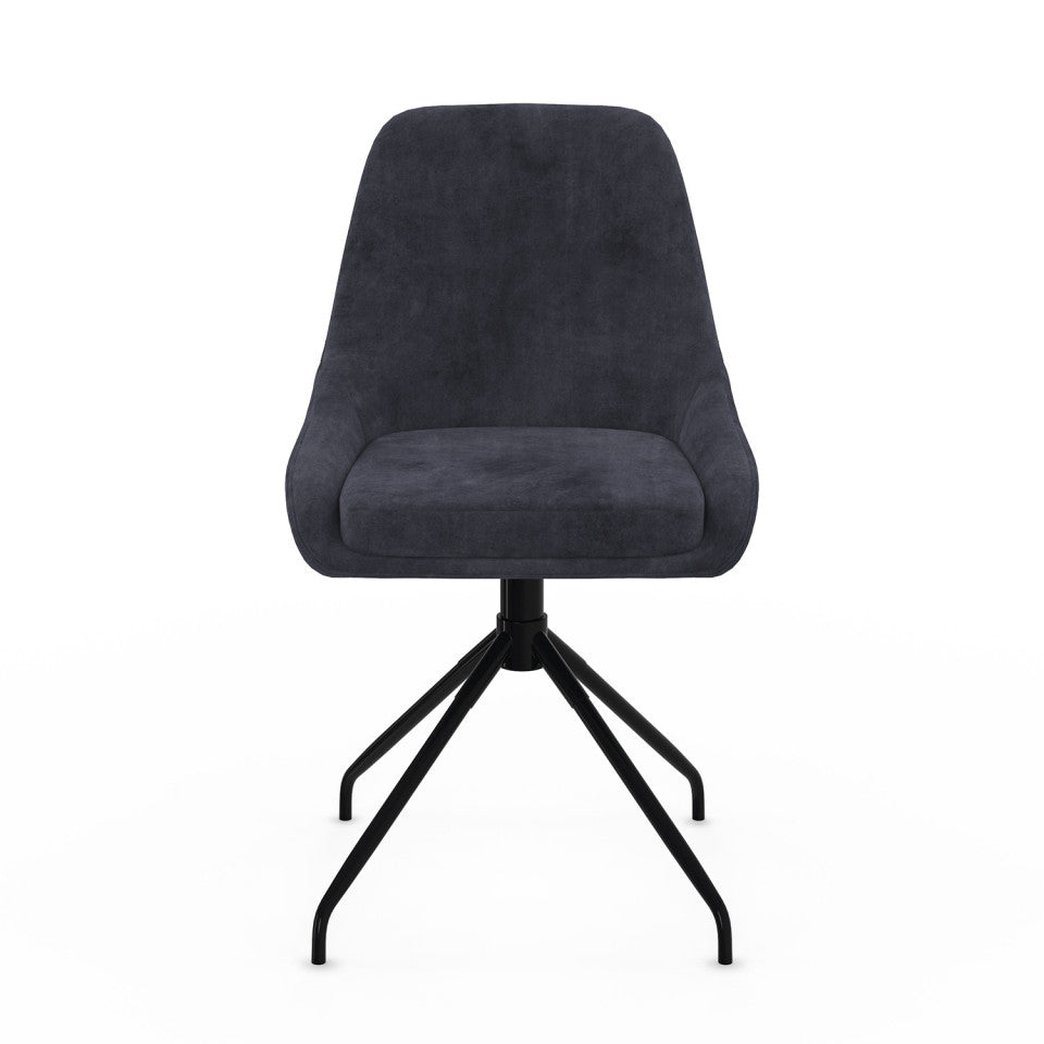 Chaises Olivia assise pivotante gris foncé pieds métal - lot de 4