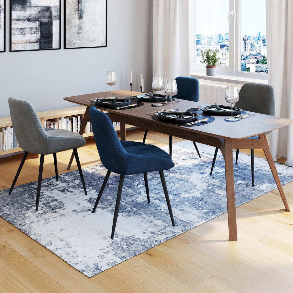 Chaises Olivia assise mix de couleurs : 1x gris foncé, 1x gris clair, 2x bleu - lot de 4