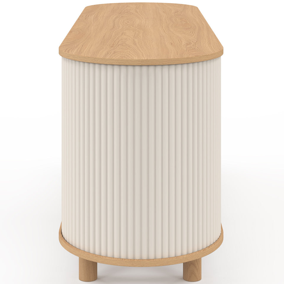 Meuble TV Kara beige effet cannelé 140cm