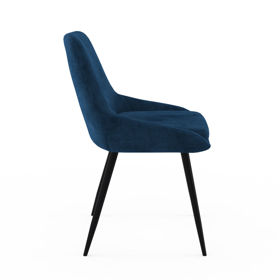 Chaises Olivia assise mix de couleurs : 1x gris foncé, 1x gris clair, 2x bleu - lot de 4