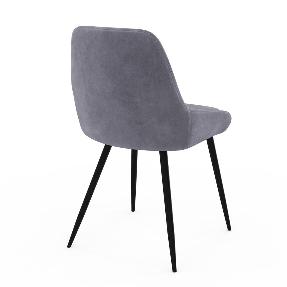 Chaises Olivia assise mix de couleurs : 1x gris foncé, 1x gris clair, 2x bleu - lot de 4