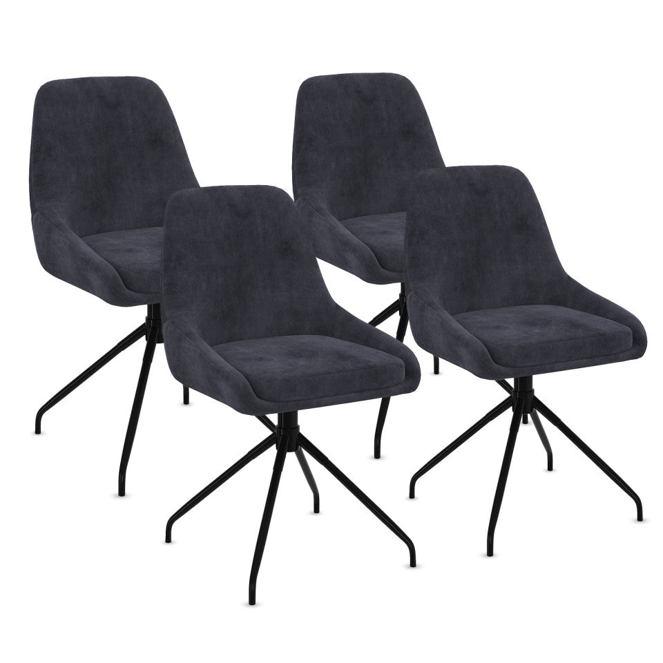 Chaises Olivia assise pivotante gris foncé pieds métal - lot de 4