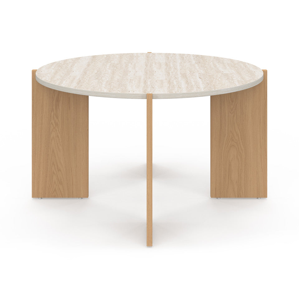 Table basse ronde Sidonie effet travertin Ø70cm