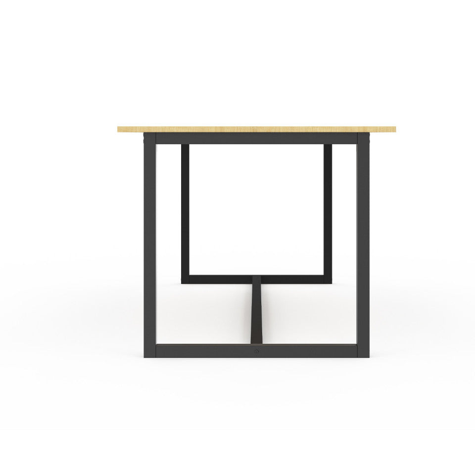 Table repas extensible Memphis 200-250cm plateau bois et pieds noirs