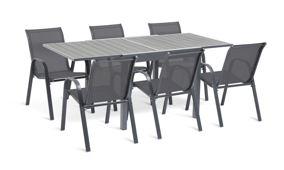 Table de jardin extensible en polywood 135-270cm gris anthracite
