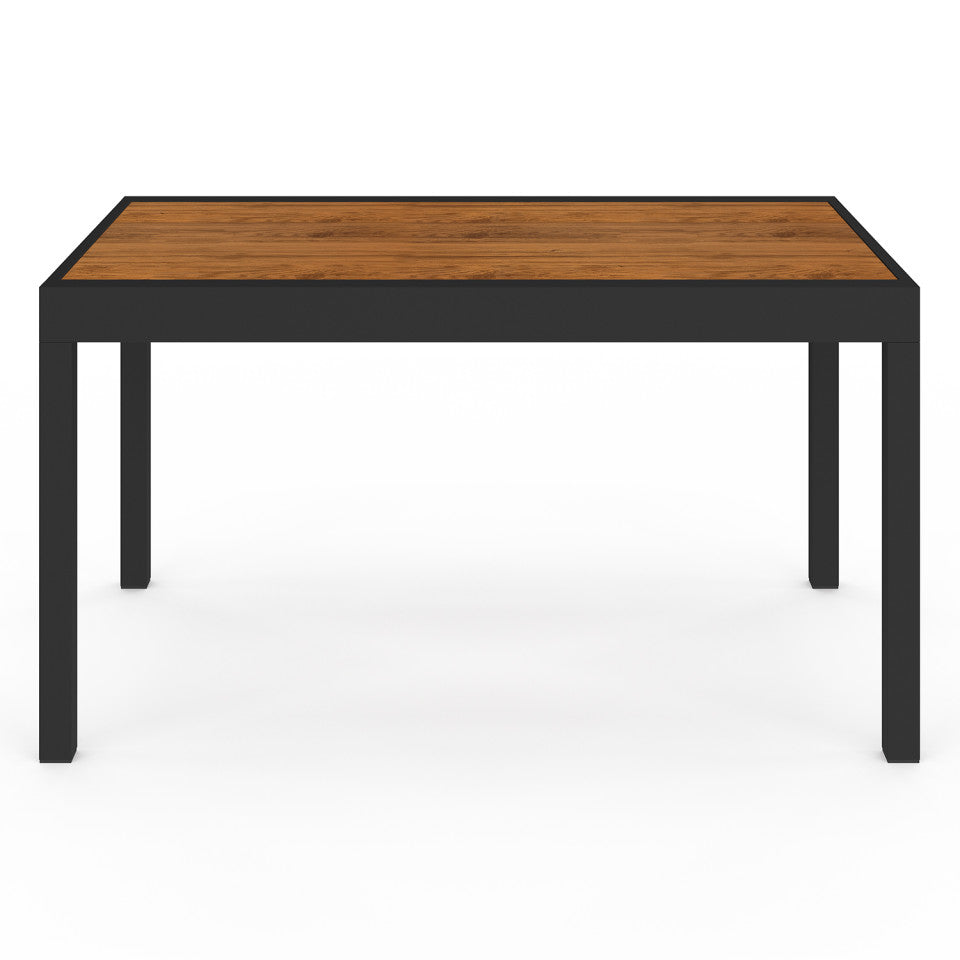 Ensemble repas extensible Timbia 12 places noir et verre trempé effet bois