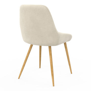 Chaises Olivia velours crème pieds métal effet bois - lot de 6