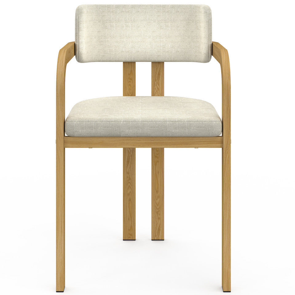 Chaises Elsa avec accoudoirs tissu beige pieds effet bois - lot de 4