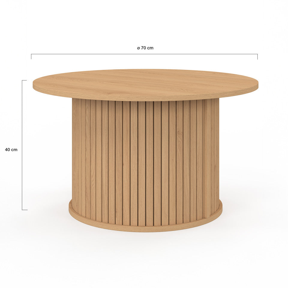 Table basse ronde Albane pieds lattes Ø70cm