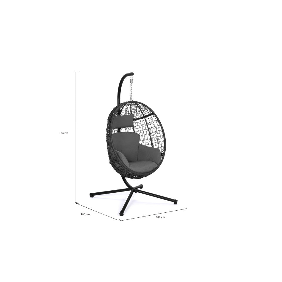 Fauteuil œuf suspendu avec coussin intégré gris