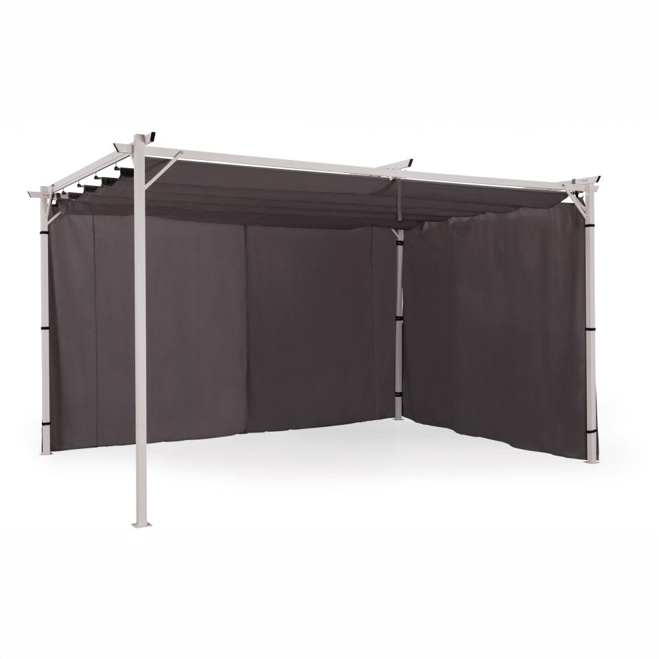 Rideau universel pour pergola gris avec tringle 3m