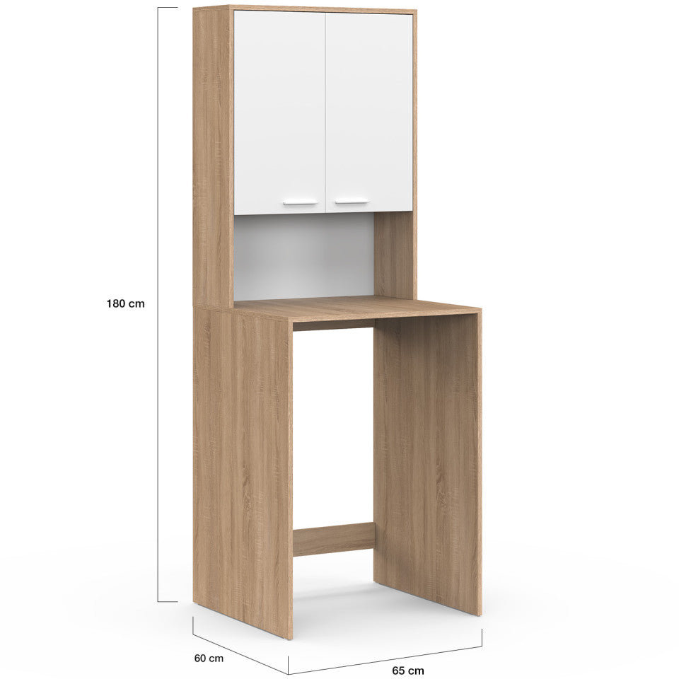 Meuble dessus machine à laver Will blanc et bois