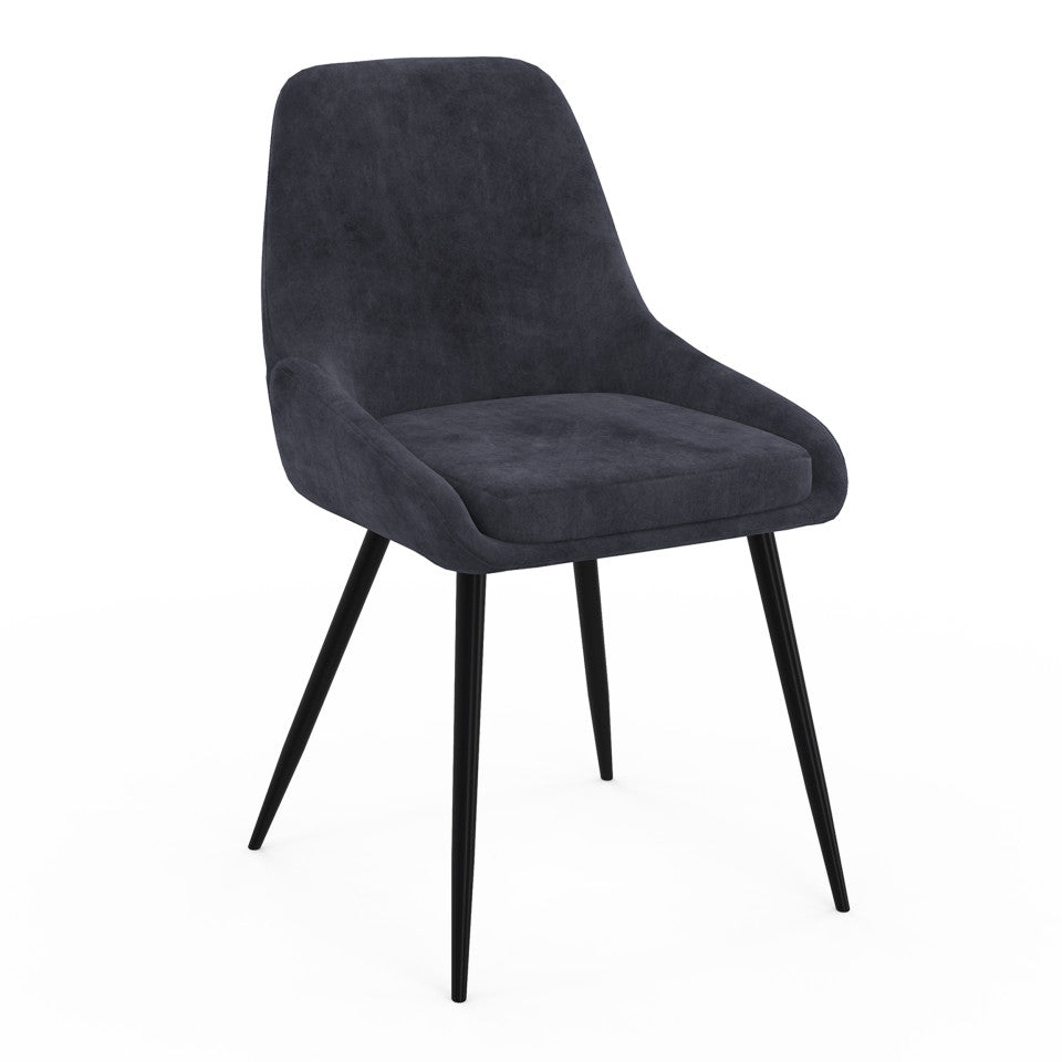 Chaises Olivia assise mix de couleurs : 1x gris foncé, 1x gris clair, 2x bleu - lot de 4