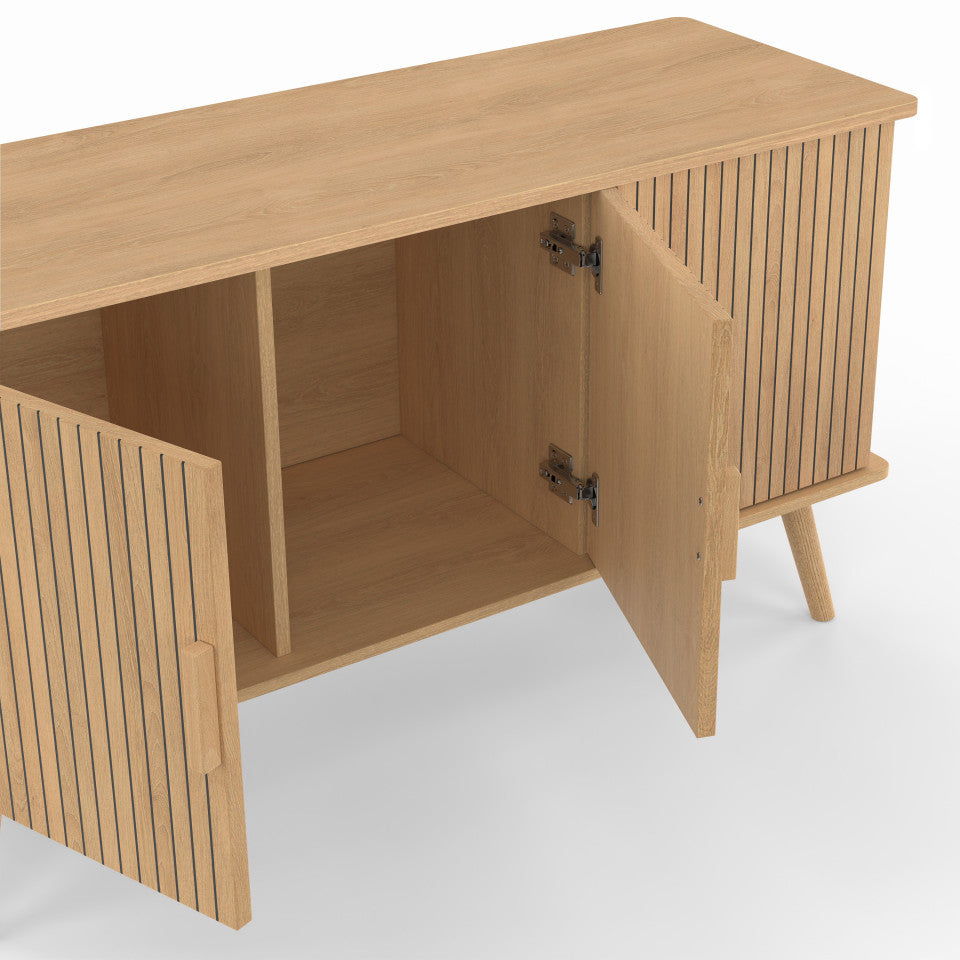 Buffet Faustine 3 portes effet lattes L110cm