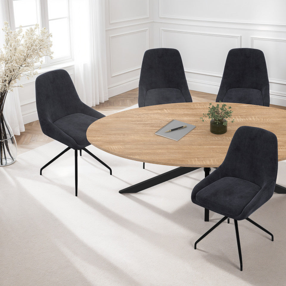 Chaises Olivia assise pivotante gris foncé pieds métal - lot de 4