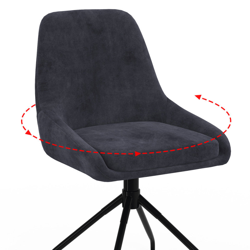 Chaises Olivia assise pivotante gris foncé pieds métal - lot de 4