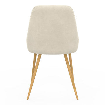 Chaises Olivia velours crème pieds métal effet bois - lot de 6
