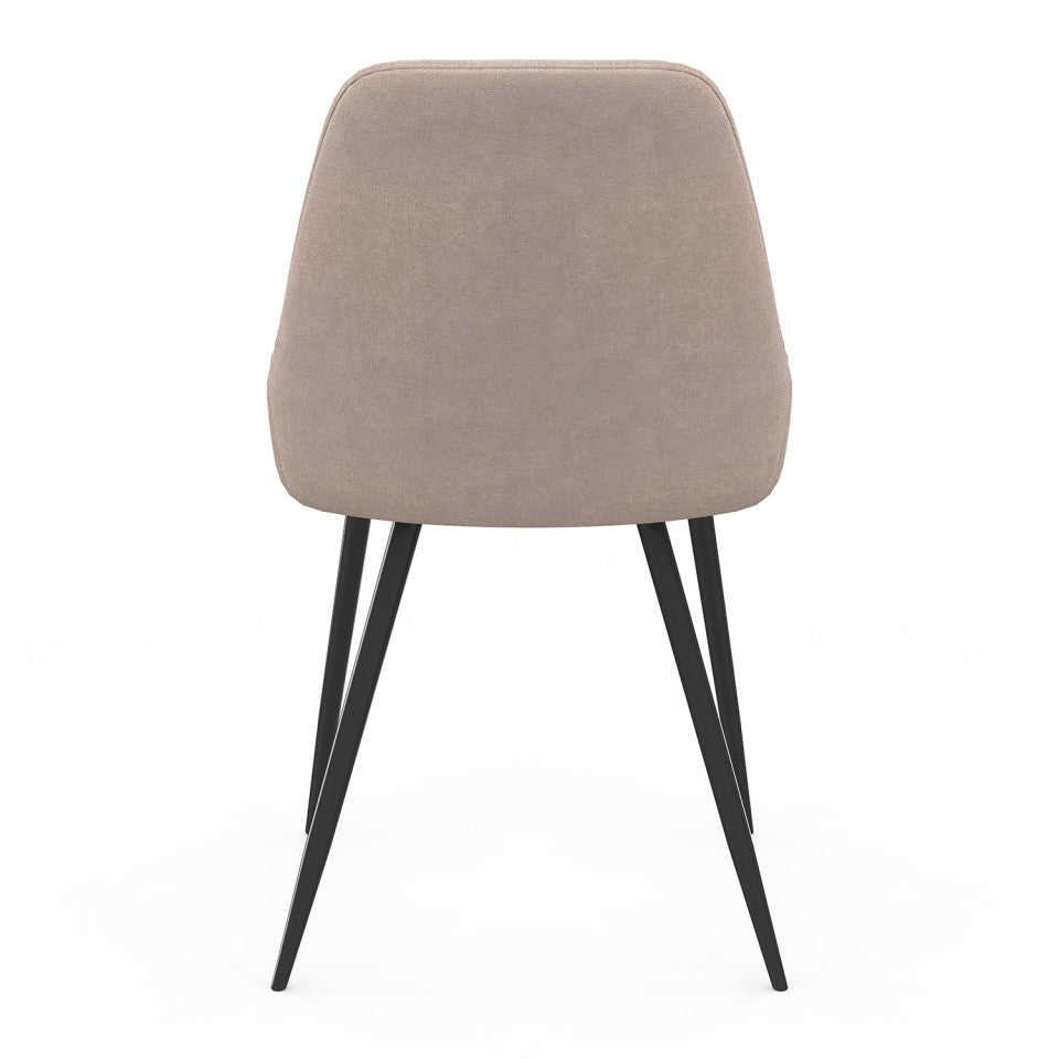 Chaises Ornella tissu taupe et pieds métal - lot de 4