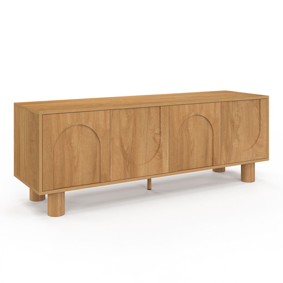 Meuble TV Arlo effet chêne 4 portes 140cm