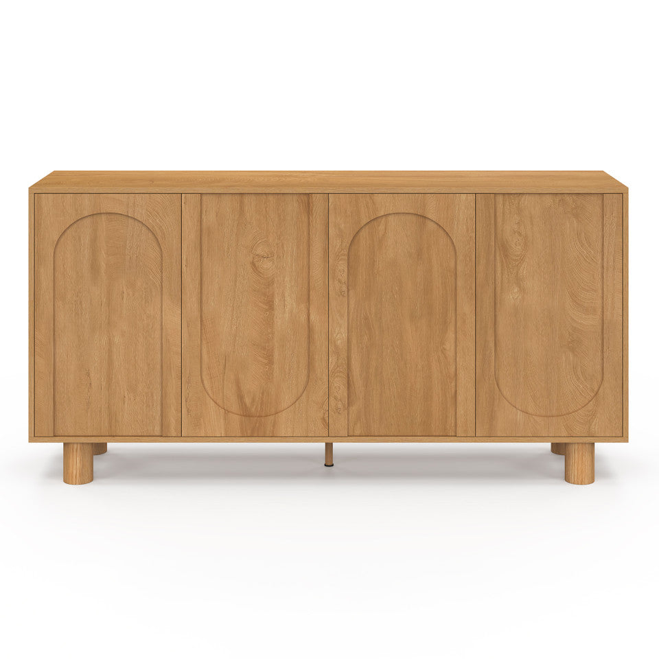 Buffet Arlo 4 portes effet chêne 160cm