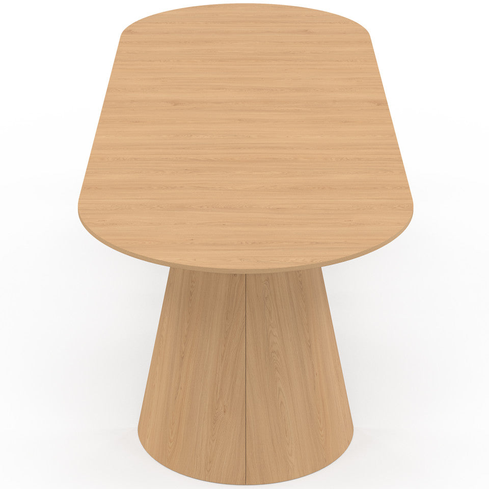 Table à manger ronde extensible Elvis effet hêtre Ø110-300cm