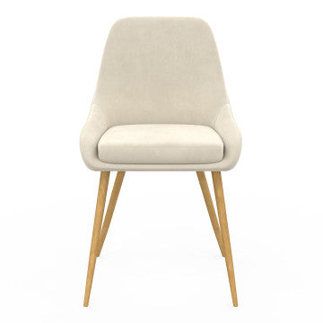 Chaises Olivia velours crème pieds métal effet bois - lot de 6