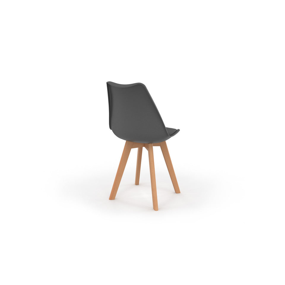 Chaises Nordia gris foncé avec assise matelassée - lot de 6