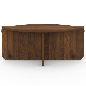 Tables basses rondes asymétriques effet bois noyer