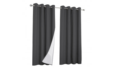 Rideaux thermiques gris 135x240 cm - Lot de 2