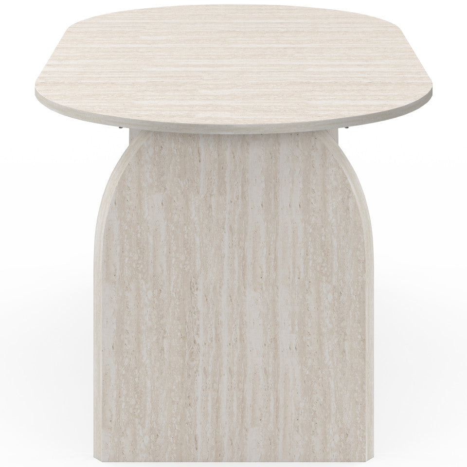 Table à manger extensible Japandi 160-200cm effet travertin