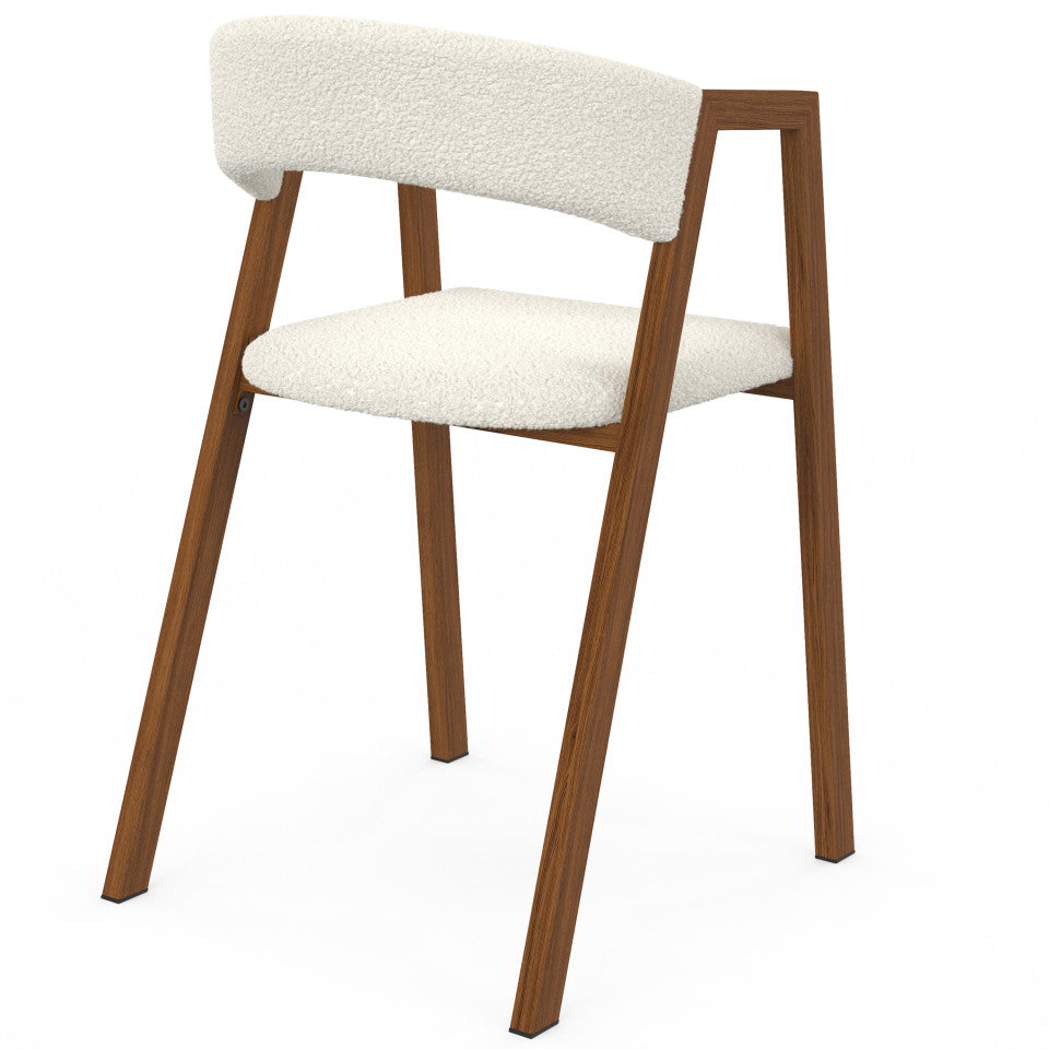 Chaises Enola avec accoudoirs bouclette pieds effet noyer- lot de 6