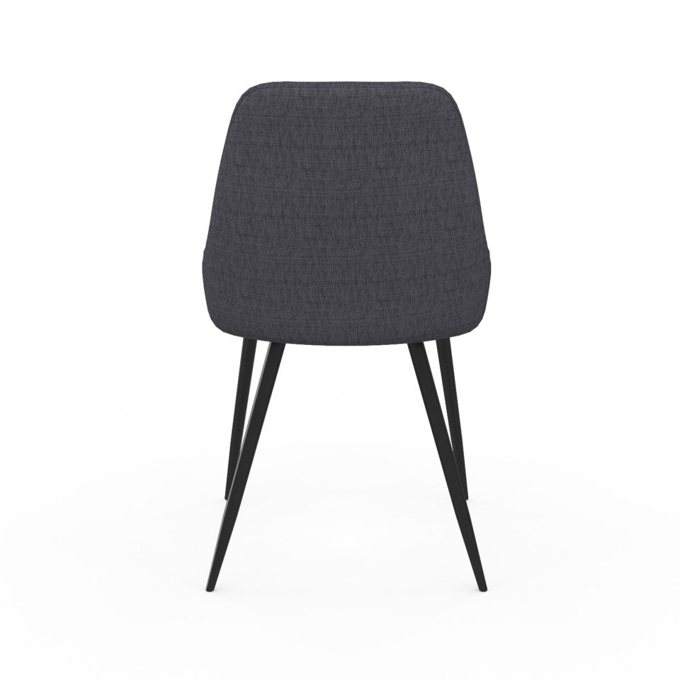 Chaises Ornella assise tissu gris foncé et pieds métal noirs - lot de 2