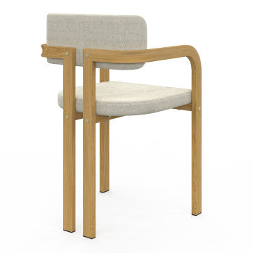 Chaises Elsa avec accoudoirs tissu beige pieds effet bois - lot de 2