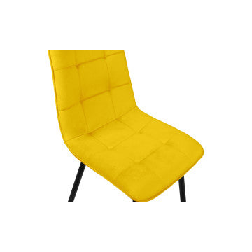 Chaises Linda en velours mix de couleurs : 2x bleu, 1x gris clair, 2x gris foncé et 1x jaune - lot de 6