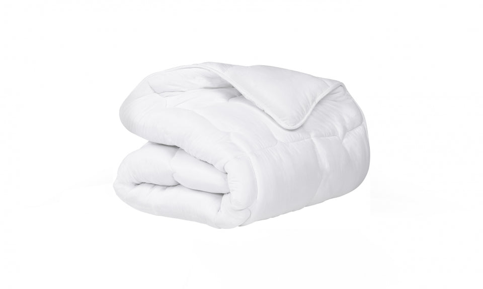 Couette extra chaude blanche 200x200cm anti-acariens - microfibres - 700 g/m2