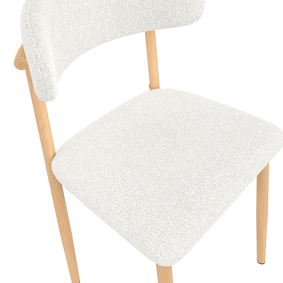 Chaises Callisto bouclette et pieds effet hêtre - lot de 6