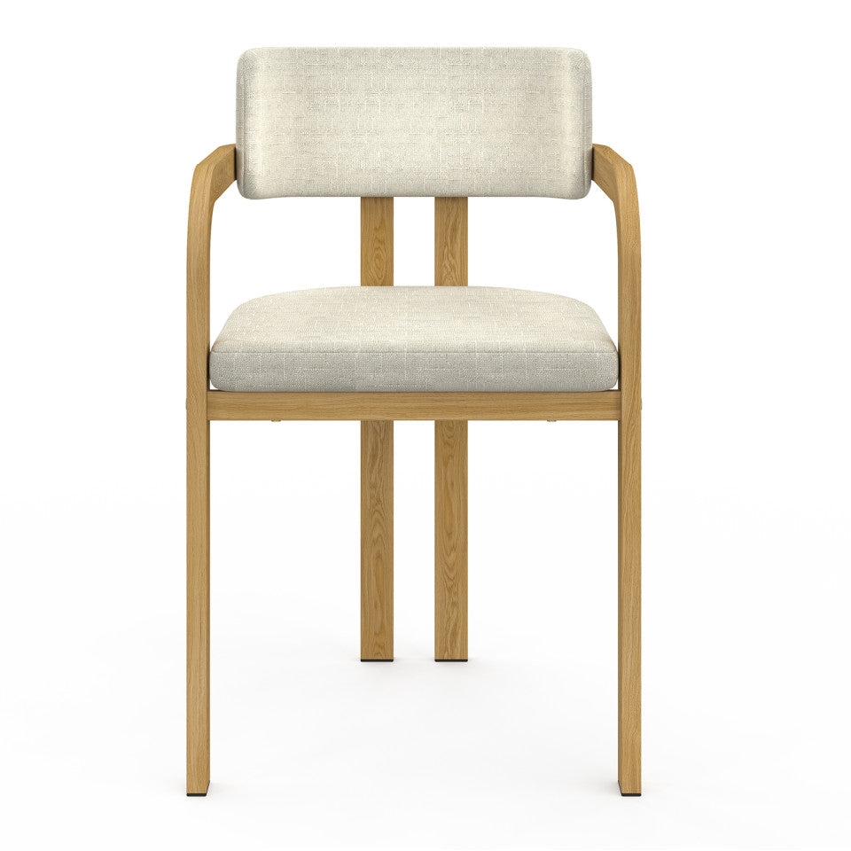 Chaises Elsa avec accoudoirs tissu beige pieds effet bois - lot de 2