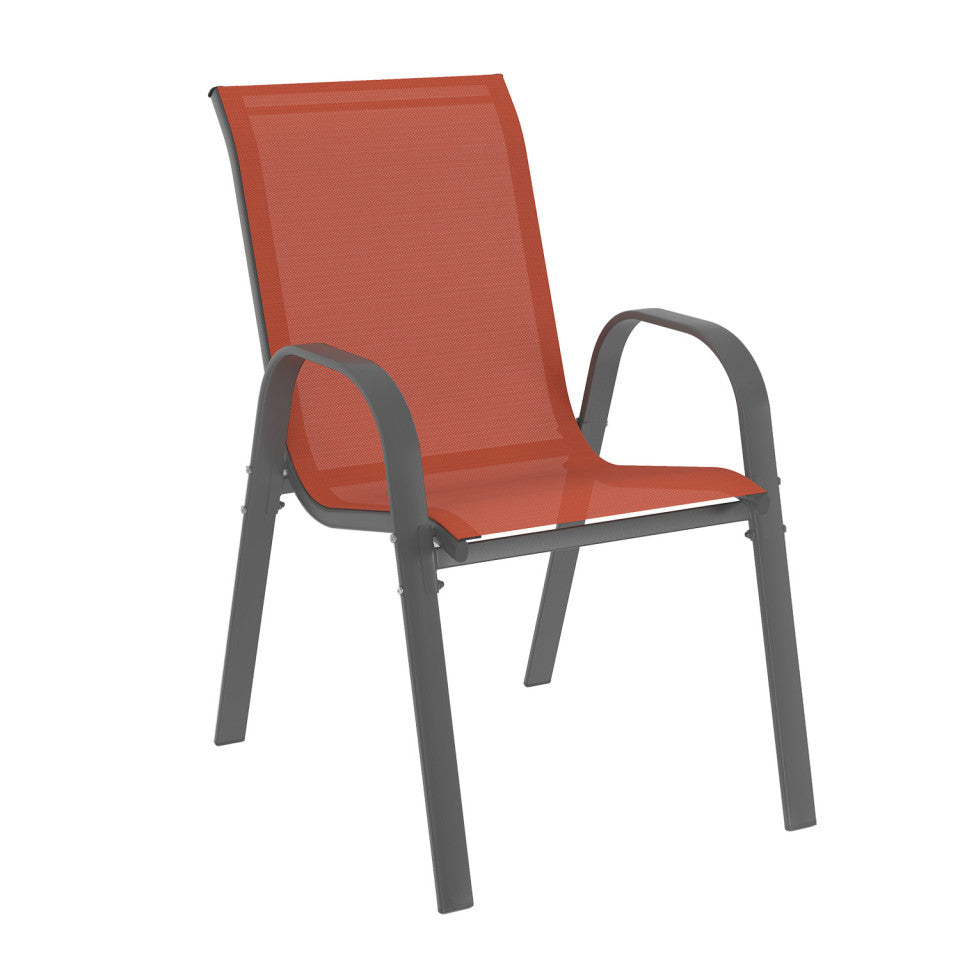Chaises de jardin empilables en textilène terracotta - lot de 6