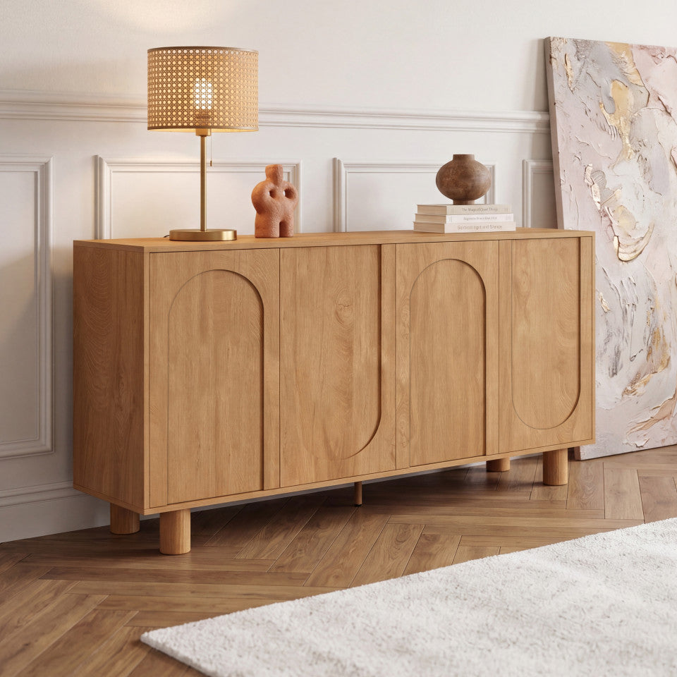 Buffet Arlo 4 portes effet chêne 160cm