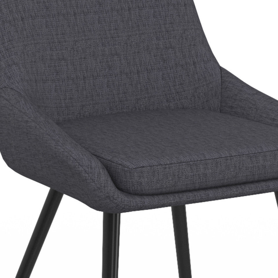 Chaises Ornella assise tissu gris foncé et pieds métal noirs - lot de 2