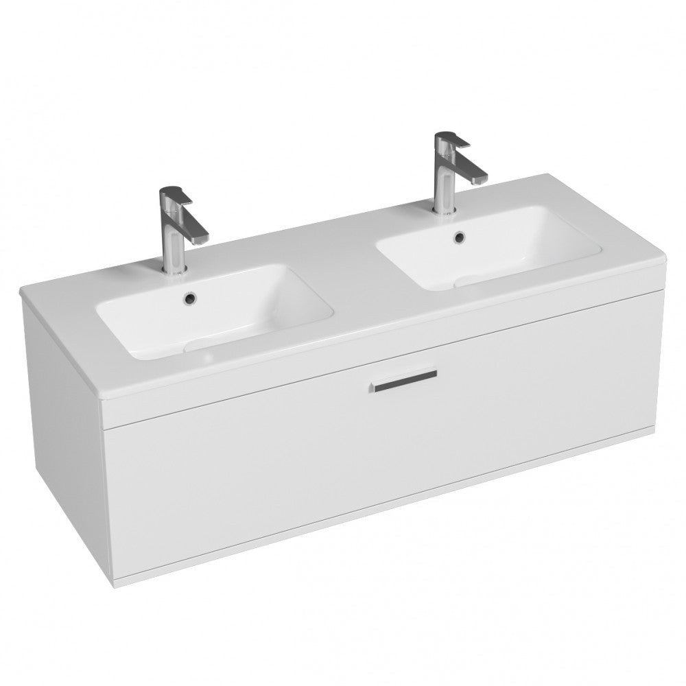 Meuble double vasque Rubite 1 tiroir 120 cm + miroir armoire