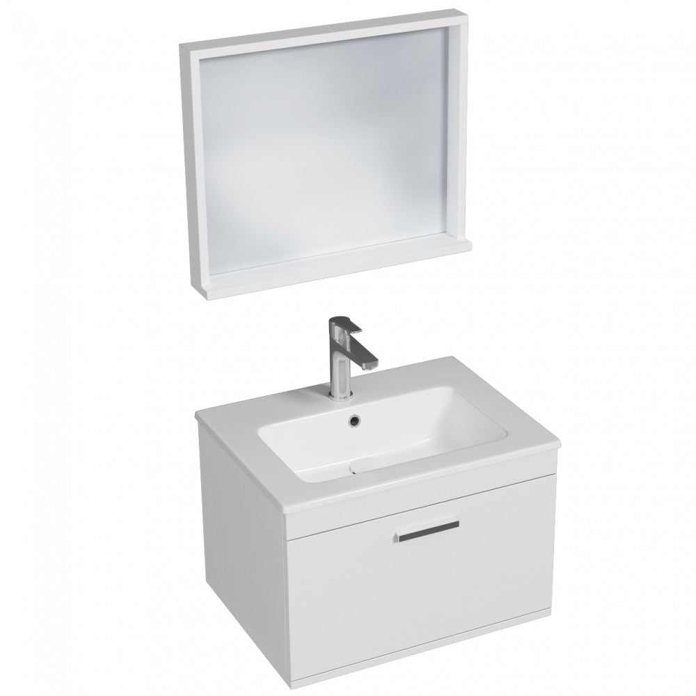 Meuble simple vasque Rubite 1 tiroir 70 cm + miroir cadre