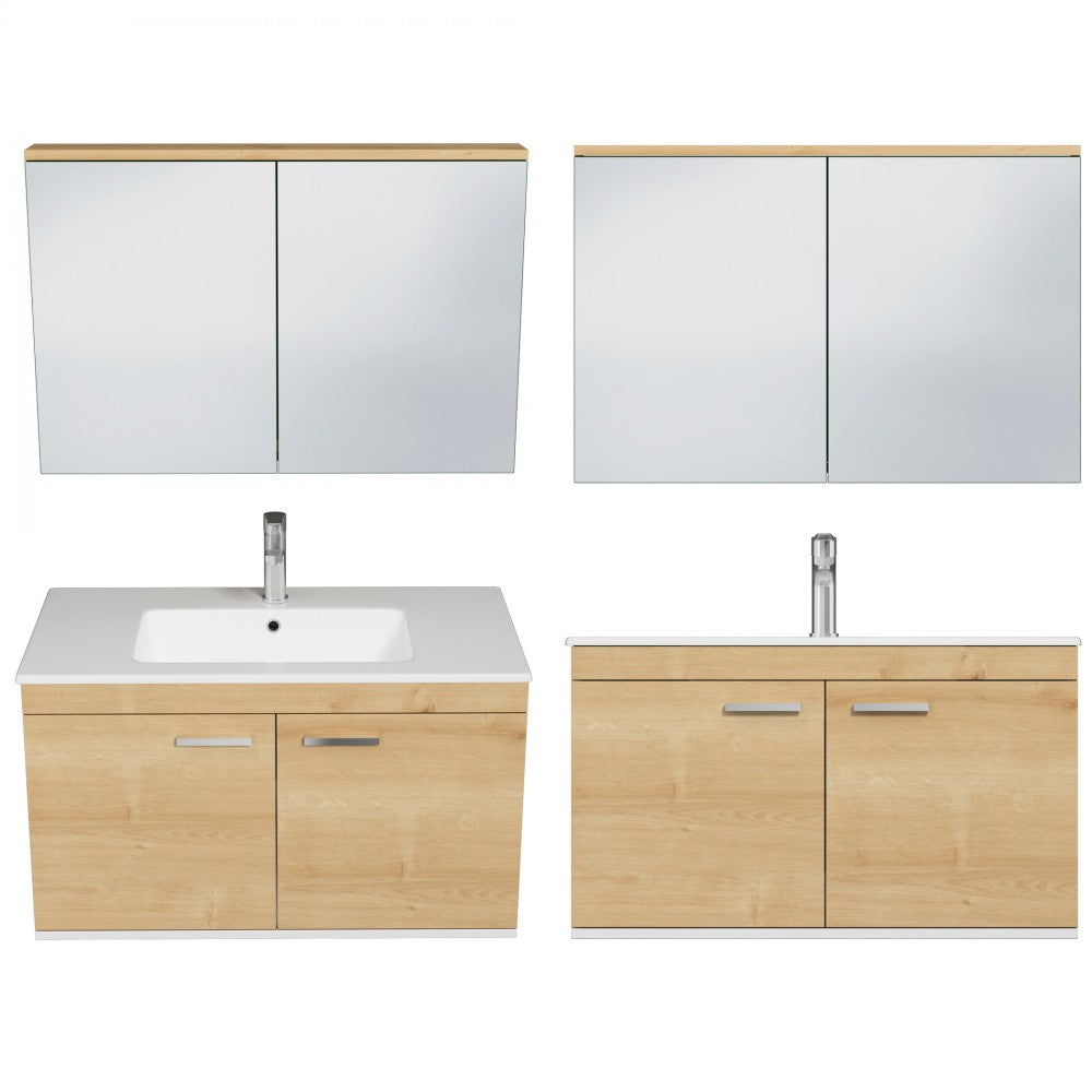 Meuble simple vasque Rubite 2 portes 80 cm + miroir armoire