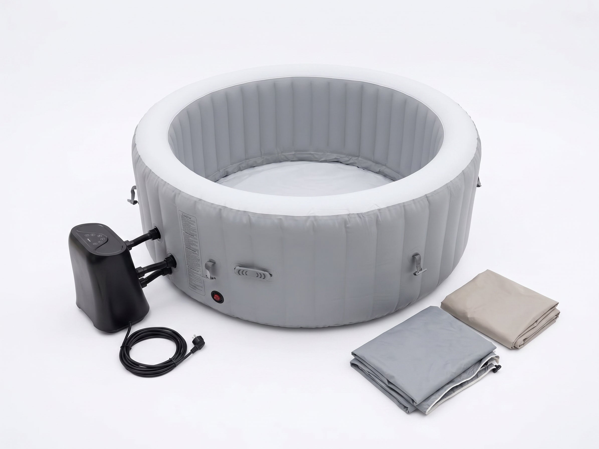Spa gonflable 4 places rond Gris Diamêtre : 180 cm - Filtre et bâche inclus