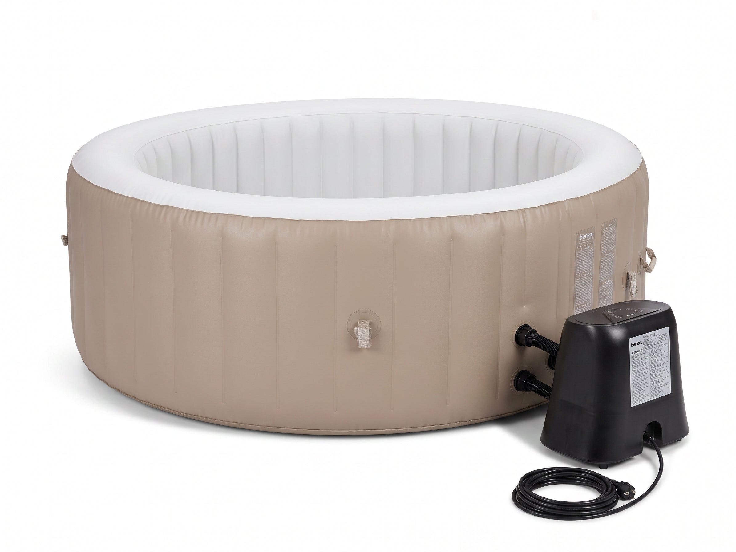Spa gonflable 4 places rond Beige Diamêtre : 180 cm - Filtre et bâche inclus